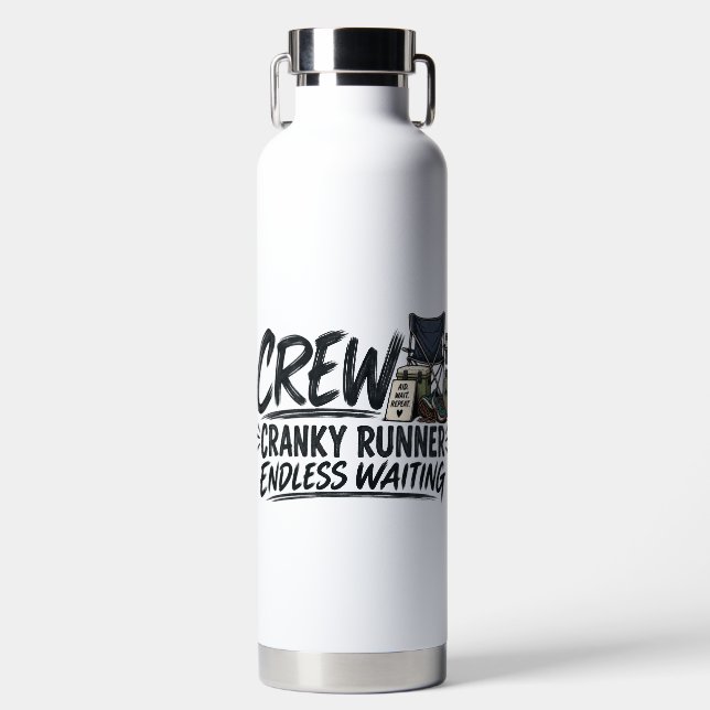 Cranky Runner Endless Waiting Lustiger Ultramarath Trinkflasche (Vorderseite)