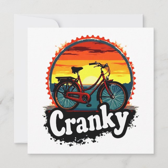 Cranky Sunset Bicycle T-Shirt - Energie für Ihren  Dankeskarte (Vorderseite)
