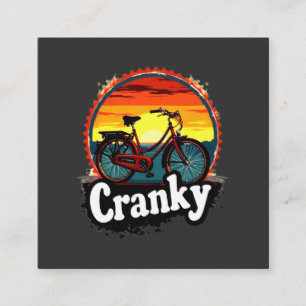 Cranky Sunset Bicycle T-Shirt - Energie für Ihren Quadratische Visitenkarte