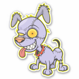 Cranky Zombie Dog Illustration Art Aufkleber