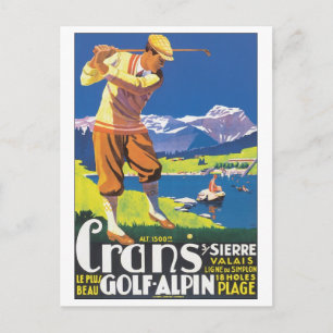Crans Golf Alpin Travel Poster Postkarte