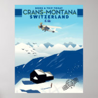 Crans-Montana Schweiz Skiposter