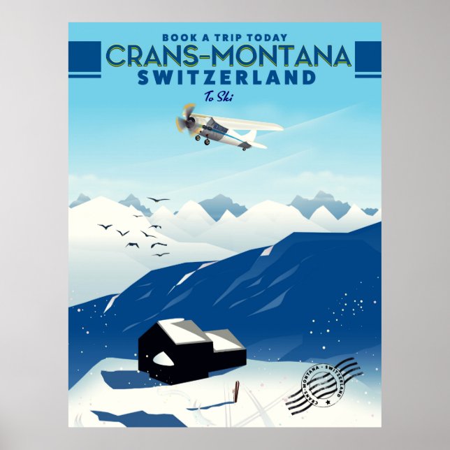 Crans-Montana Schweiz Skiposter Poster (Vorne)