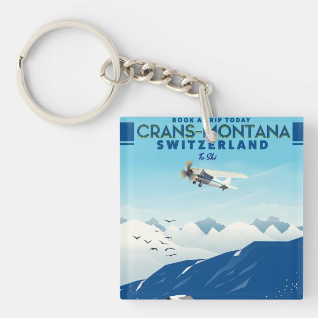 Crans-Montana Schweiz Skiposter Schlüsselanhänger (Vorderseite)