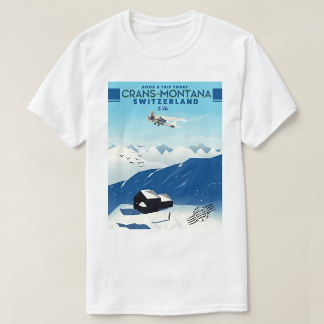 Crans-Montana Schweiz Skiposter T-Shirt (Design vorne)