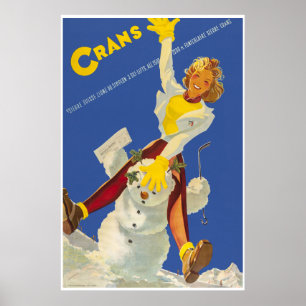 Crans - Montana, Suisse, Ski-Reise-Plakat Poster
