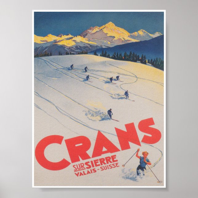 Crans Schweiz Vintages Ski-Travel-Poster Poster (Vorne)