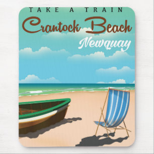 Crantock Beach, Newquay Vintage-Reiseposter Mousepad