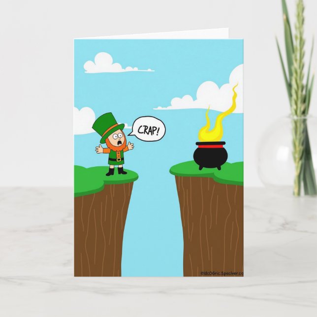 Crap Leprechaun Fortune Funny Card Karte (Vorderseite)