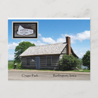 Crapo Park Log Cabin, Burlington, Iowa Postkarte