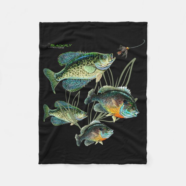 Crappie Bluegill Fishing Shirts Hoodies Black Fly  Fleecedecke (Vorderseite)