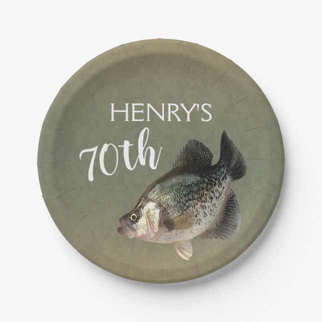 Crappie Fisch 70. Geburtstag Pappteller (Vorderseite)