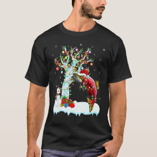 Crappie Fisch Weihnachtsbaum Beleuchtung Santa Hut T-Shirt