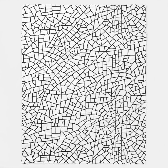 Craquelure Pattern - Schwarz auf Weiß Fleecedecke (Vorderseite)