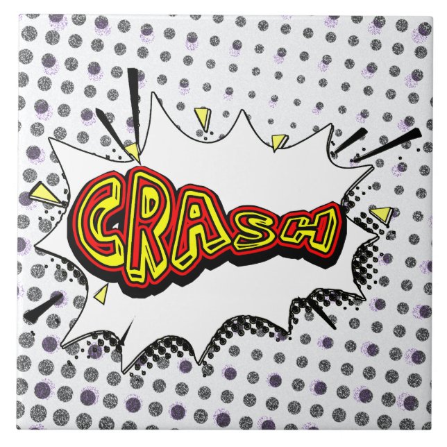Crash Action Bubble Red and Yellow Typografy Fliese (Vorderseite)