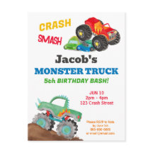 Crash Smash Monster Truck Geburtstagsfeier Wasserf