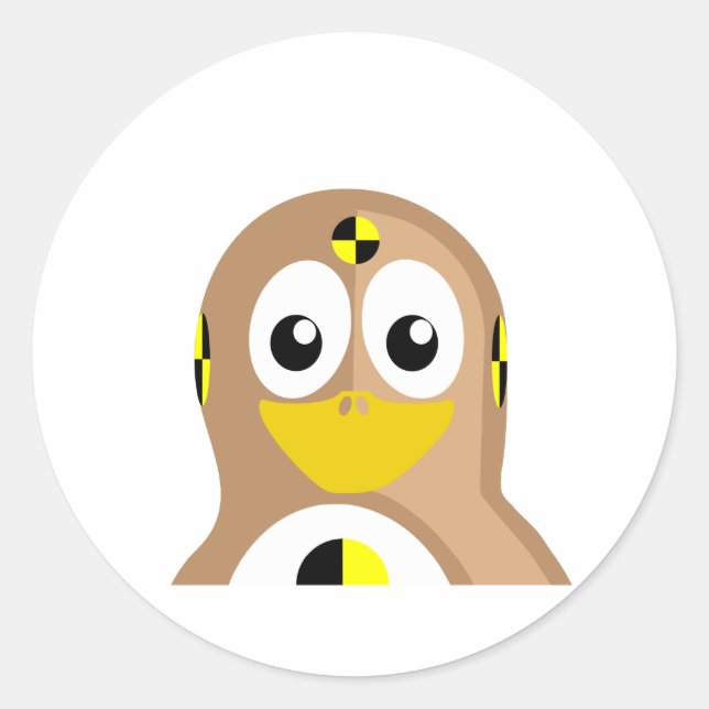 Crash Test Dummy Penguin Runder Aufkleber (Vorderseite)