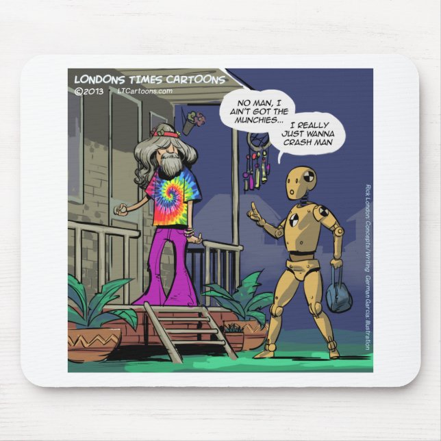 Crash Test Hippie Funny Mousepad (Vorne)