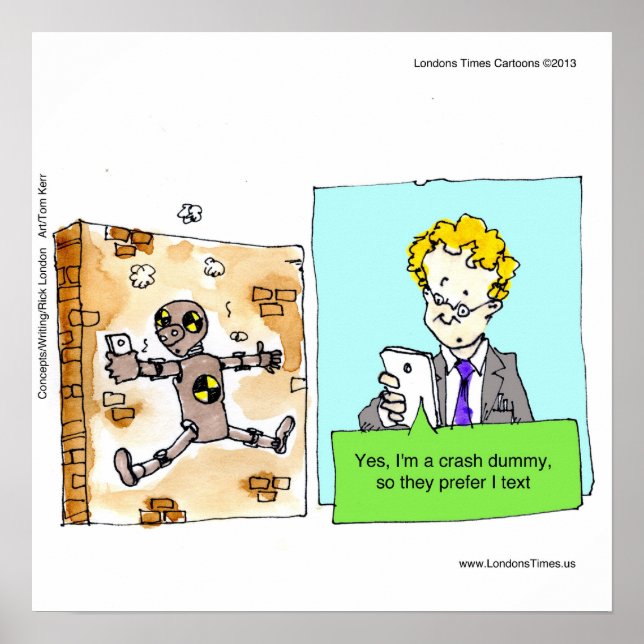 Crash Text Dummy Funny Poster (Vorne)