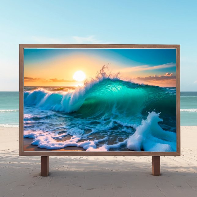 Crashing Ocean Wave Sunrise Coastal Wall Poster (Von Creator hochgeladen)