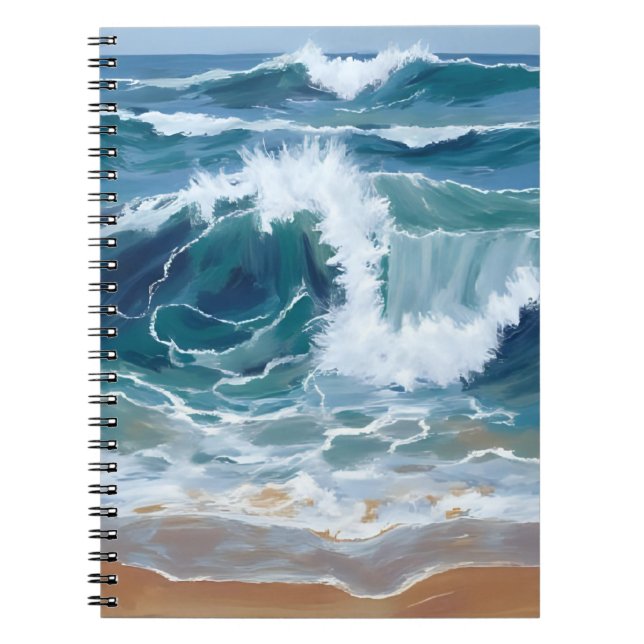Crashing Ocean Waves | Coastal Blue Watercolor Notizblock (Vorderseite)