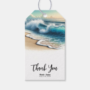 Crashing Ocean Waves Rustic Coastal Beach Hochzeit Geschenkanhänger