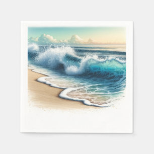 Crashing Ocean Waves Rustic Coastal Beach Hochzeit Serviette