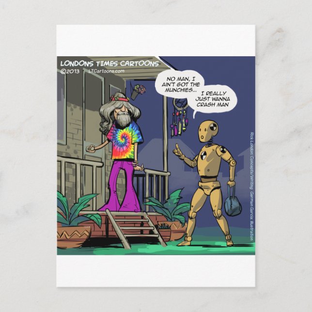 Crashtest Hippie Lustig Postkarte (Vorderseite)