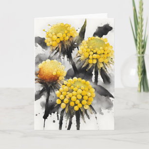 Craspedia - Aquarellblumen Karte