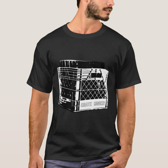 Crate Digger mit Kiste voller Platten lp T-Shirt (Vorderseite)