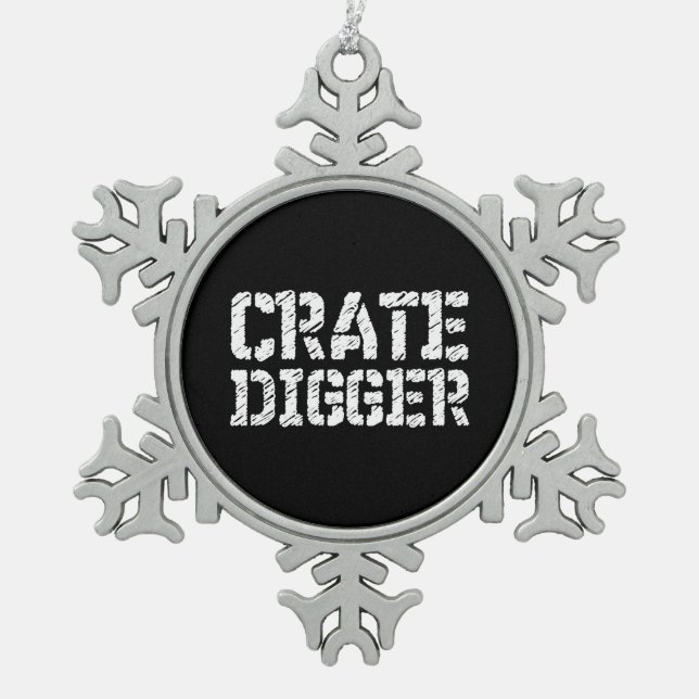 Crate Digger Schneeflocken Zinn-Ornament (Vorderseite)