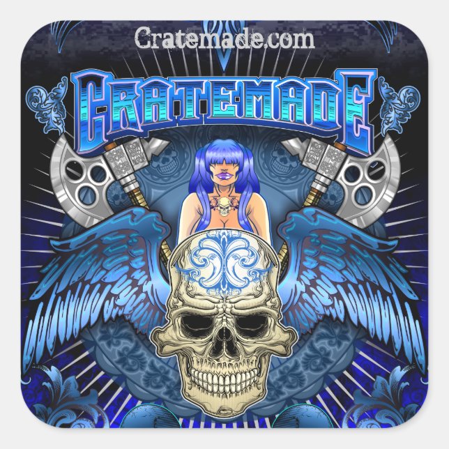 Cratemade Winged Skull Art Design Aufkleber 2 (Vorderseite)