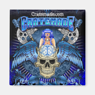Cratemade Winged Skull Art Design Quadratmagnet Magnet