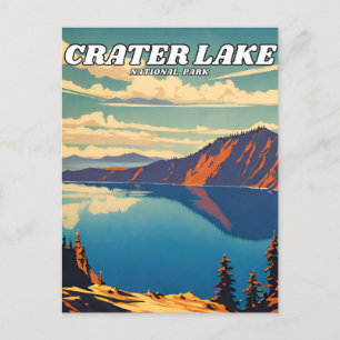 Crater Lake National Park Illustration Retro-Klass Postkarte