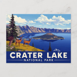 Crater-Lake-Nationalpark Hirsch Kunst Postkarte