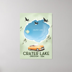 Crater Lake Oregon Reiseplakat Karte Leinwanddruck