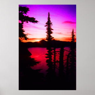 Crater Lake Sunset Poster