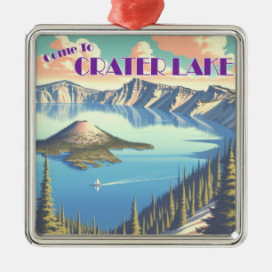 Crater Lake Vintage Poster Ornament Aus Metall