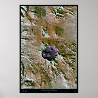 Crater See-Nationalpark, Oregon-Satellitenplakat Poster