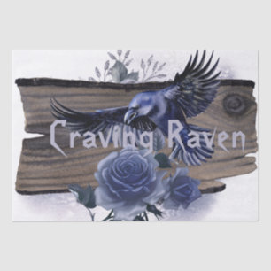 Craven Bird Blue Rose Whimsical Decoupage Seidenpapier