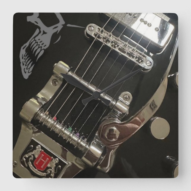 Crawdad Gitarrenuhr Quadratische Wanduhr (Vorderseite)