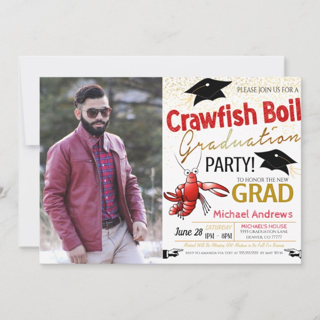 Crawfish Boil Abschluss Einladung (Vorderseite)