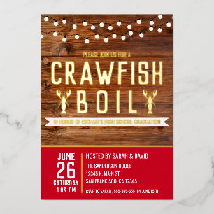 Crawfish Boil Abschluss Meeresfrüchte Party Folieneinladung