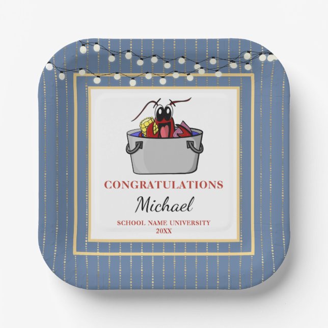 Crawfish Boil Abschluss School Event Pappteller (Vorderseite)