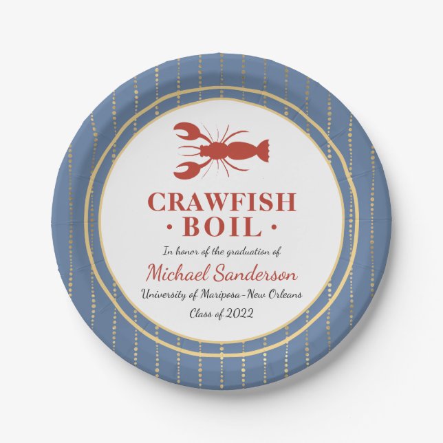 Crawfish Boil Abschluss School Event Pappteller (Vorderseite)