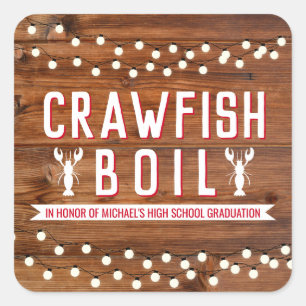 Crawfish Boil Abschluss School Event Quadratischer Aufkleber