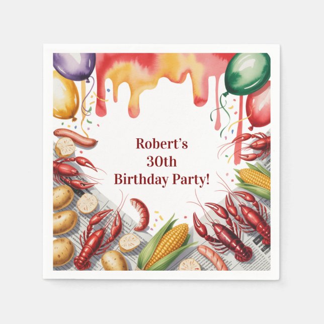 Crawfish Boil Birthday Party For Adults Serviette (Vorderseite)