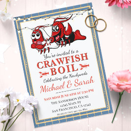 Crawfish Boil Blue Gold Neu verheiratete Verlobung Einladung