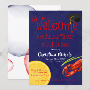 Crawfish Boil Blue Graduation Party Einladung