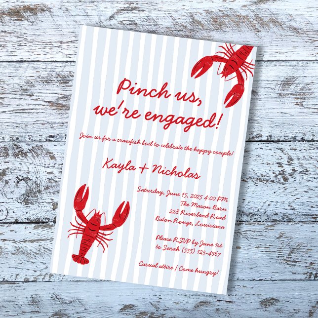 Crawfish Boil Couples Dusche Pinch Einladung (Crawfish Boil Engagement Pinch Us Southern Invitation)